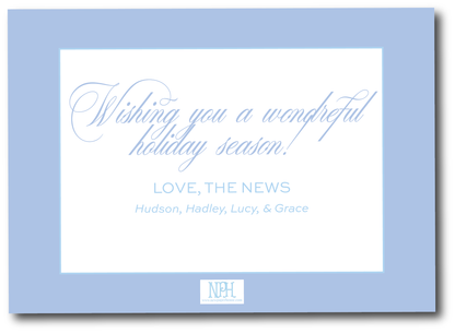 Classic Script Blue Holiday Card