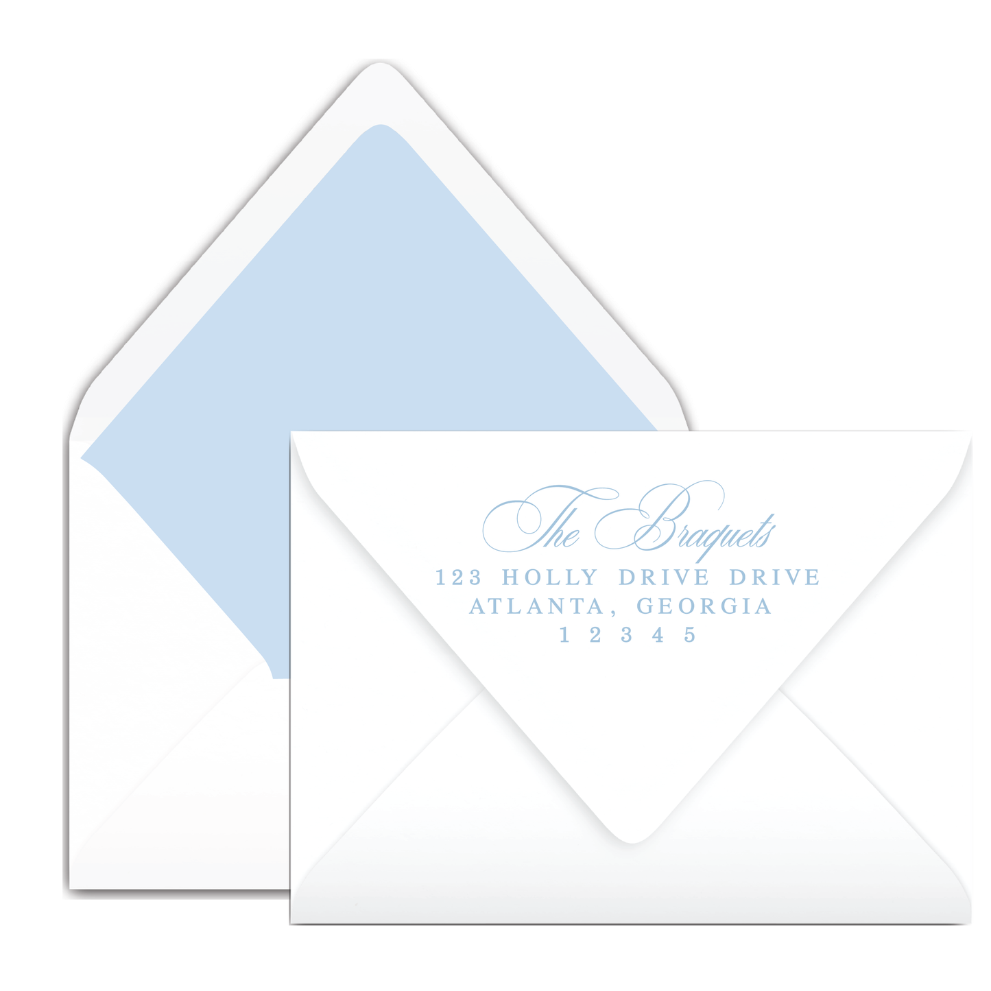 Blue Gingham Bow Garland Holiday Card