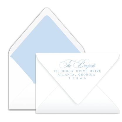 Blue Gingham Bow Garland Holiday Card