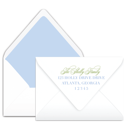 Blue Holly Wreath "Happy Holidays" Holiday Card