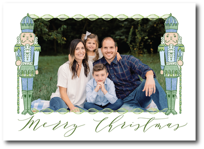 Blue & Green Nutcracker Holiday Card (Landscape)