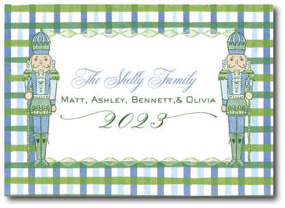 Blue & Green Nutcracker Holiday Card (Landscape)