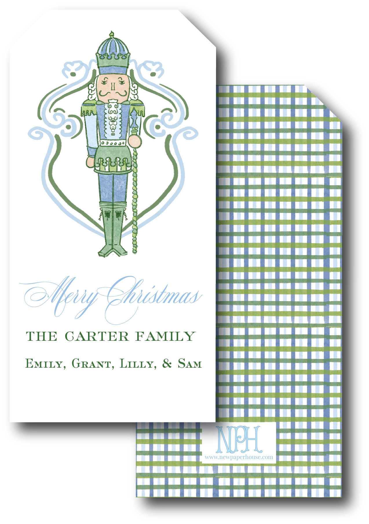 Blue & Green Nutcracker Holiday Card (Landscape)