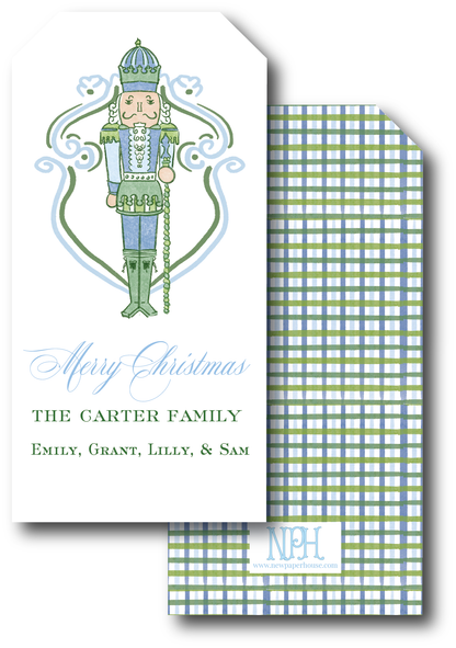Blue & Green Nutcracker Holiday Card (Landscape)