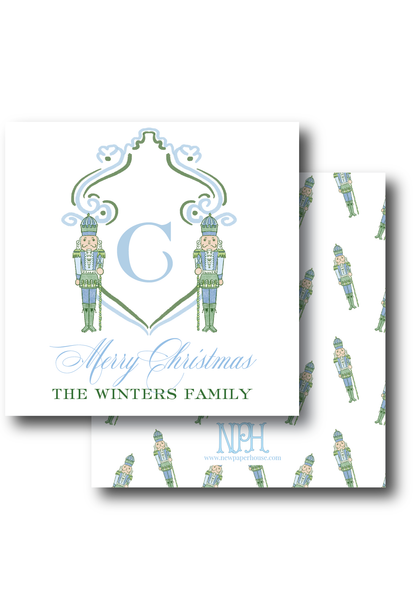 Blue & Green Nutcracker Holiday Card (Landscape)