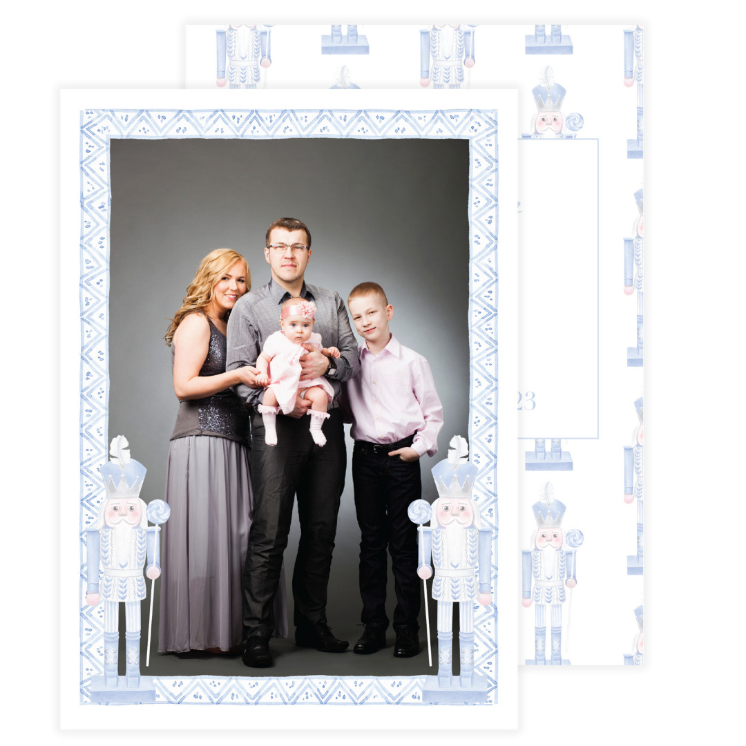 Pastel Blue Nutcracker Holiday Card