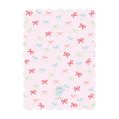 Red Bow Colorful Holiday Scallop Card