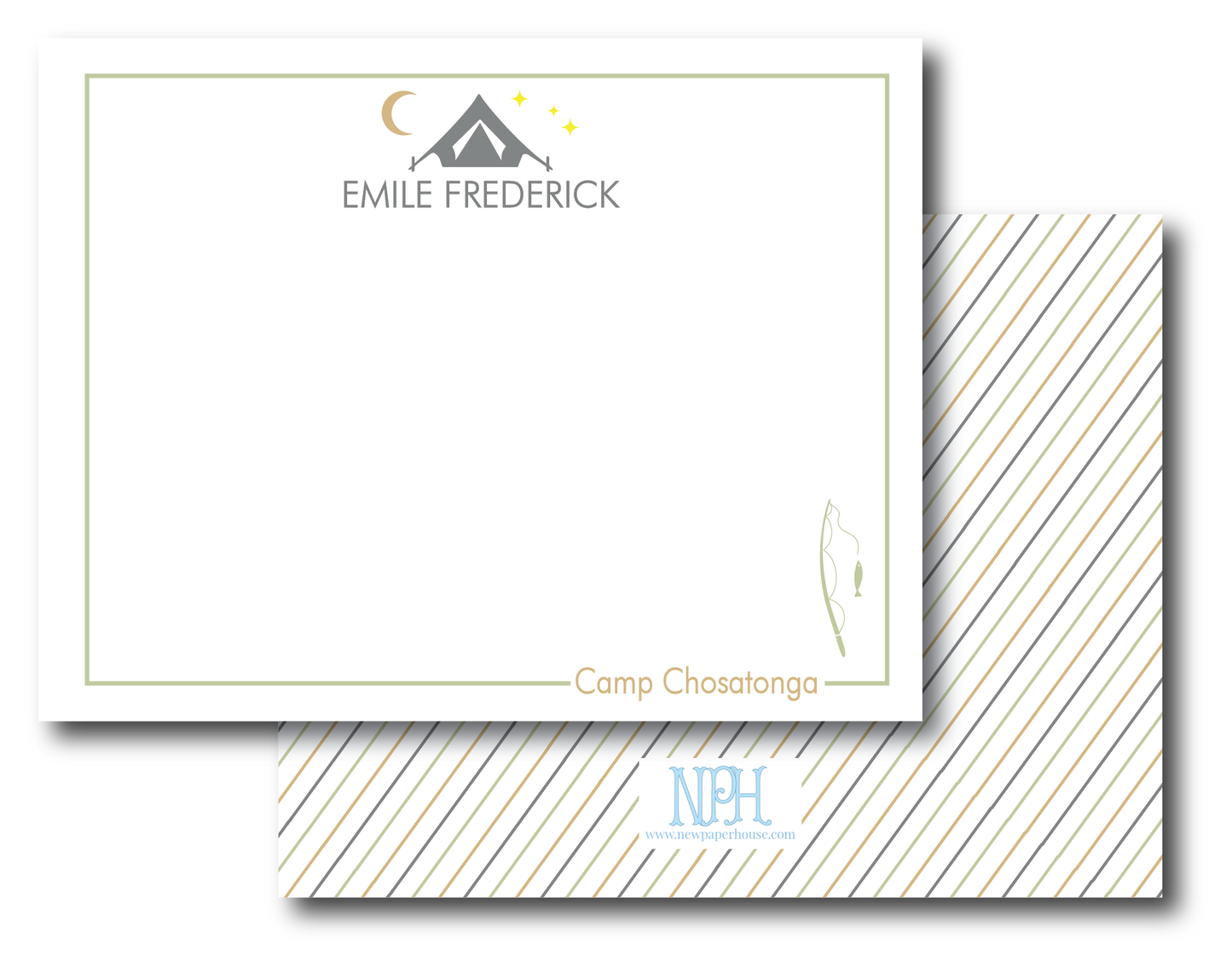 Tent with Camp Name Stationery - Customize Any Colors
