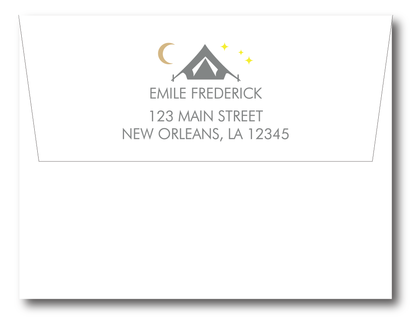 Tent with Camp Name Stationery - Customize Any Colors