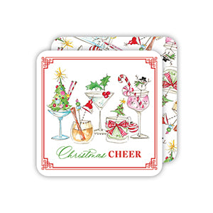 Christmas Cheer Cocktails Paper Coasters