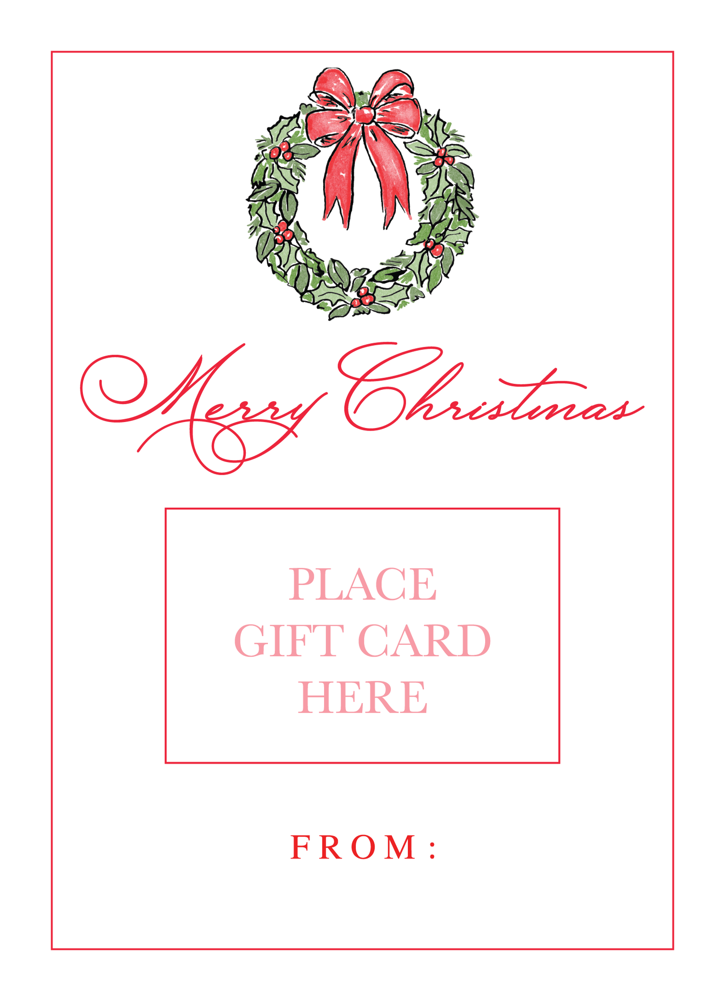 Red Wreath Holiday Gift Card Holder with Envelope