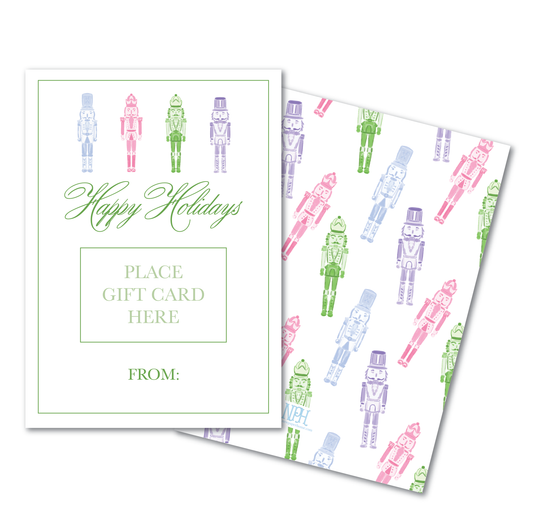 Pastel Nutcrackers Holiday Gift Card Holder with Envelope
