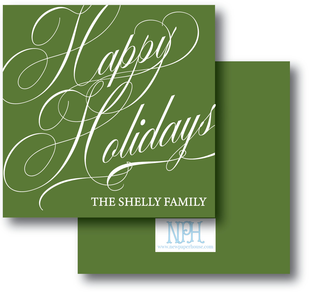 Happy Holidays Script Green Enclosure Card