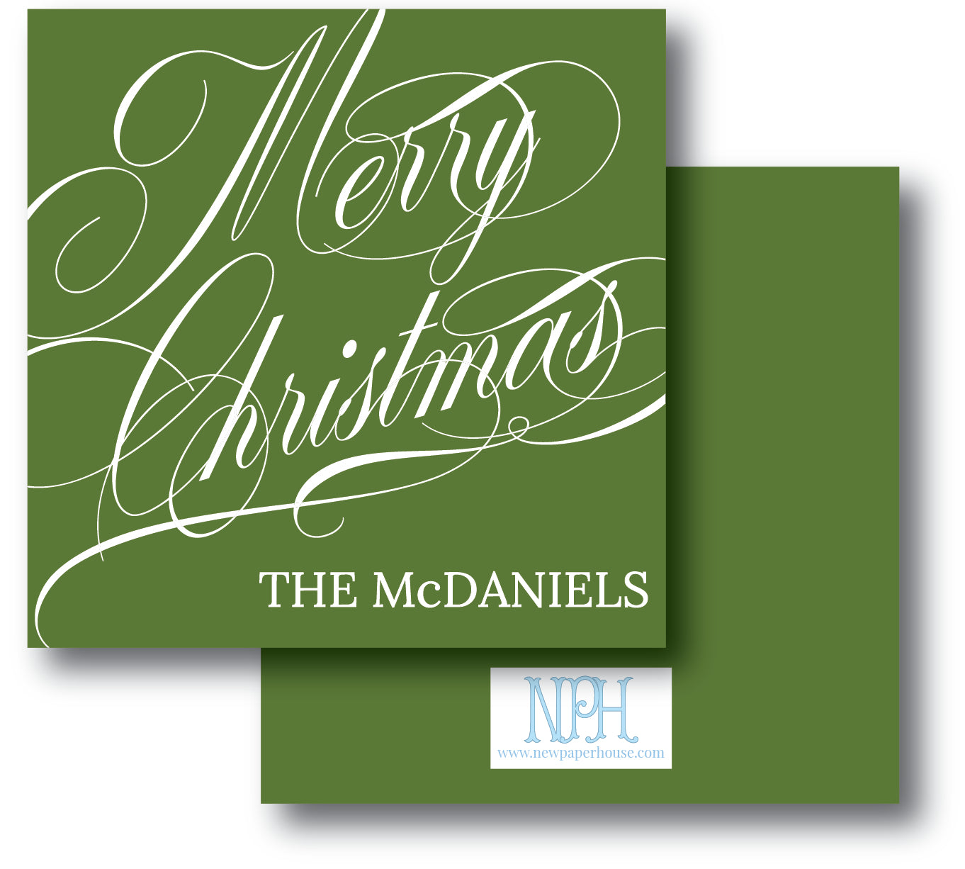 Merry Christmas Script Green Enclosure Card