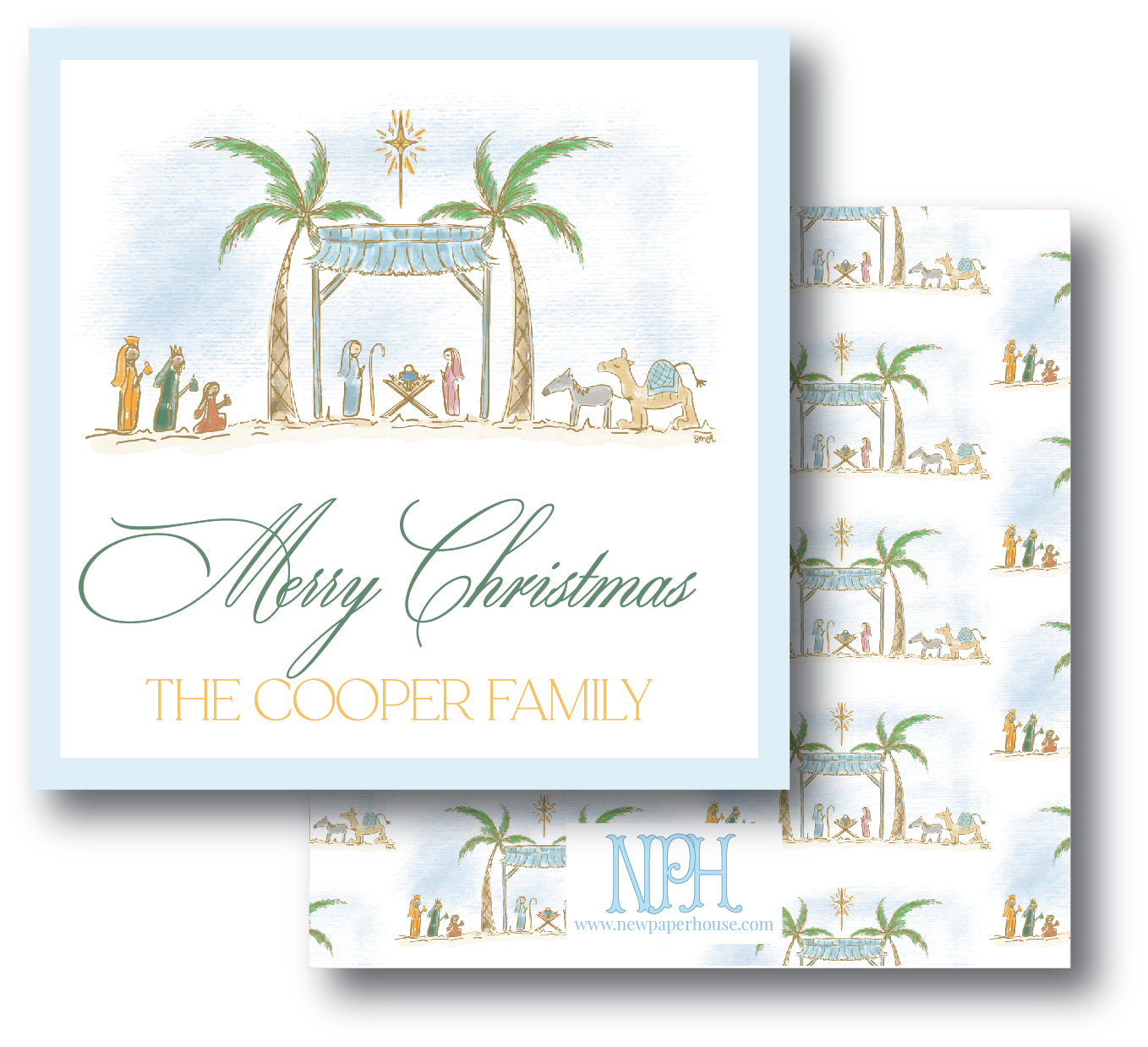 Blue Nativity Set Enclosure Card