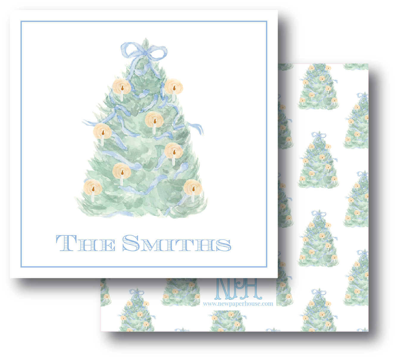 Tree Blue Ribbon Enclosure Cards