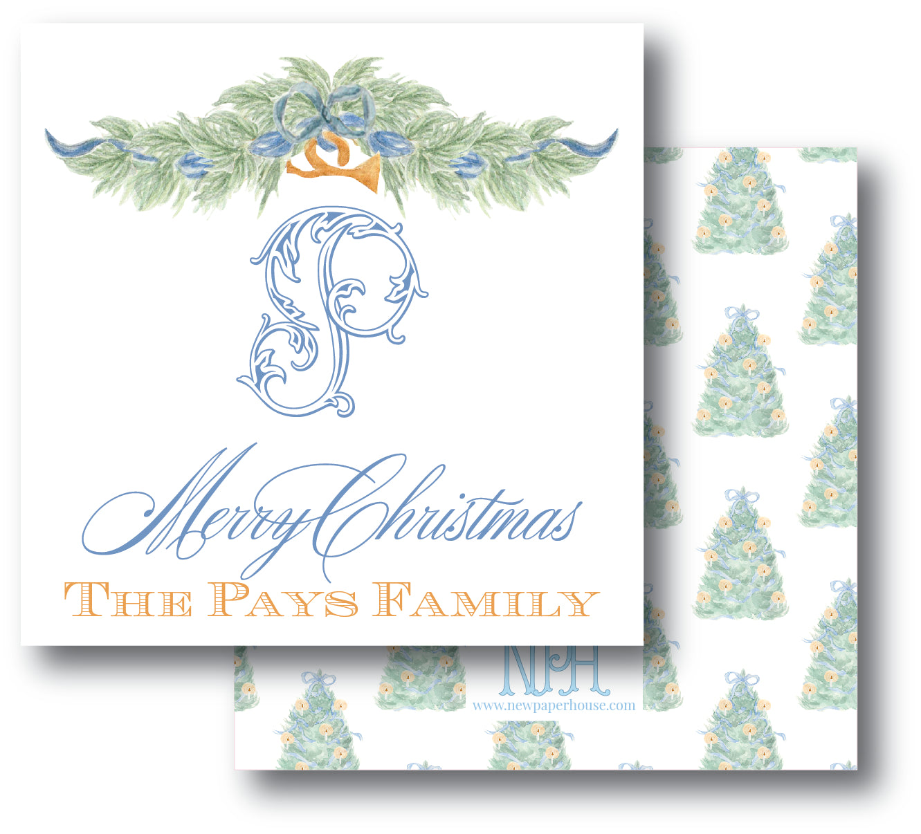 Blue Garland Enclosure Card