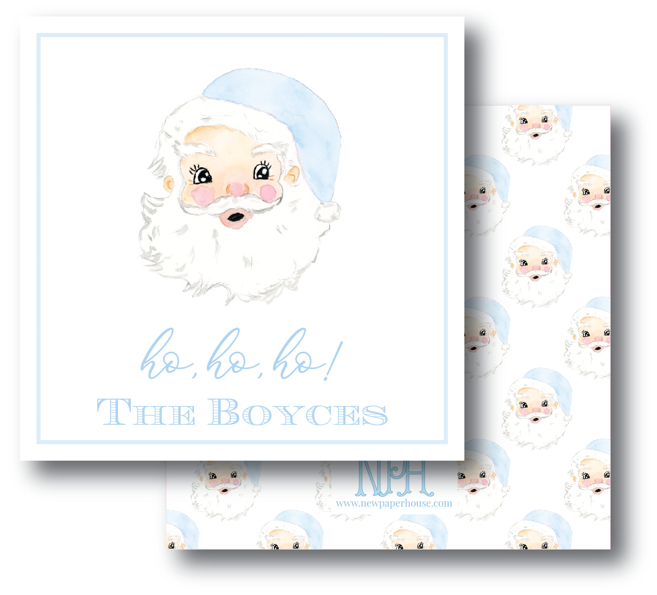 Ho, Ho, Ho Blue Santa Enclosure Cards