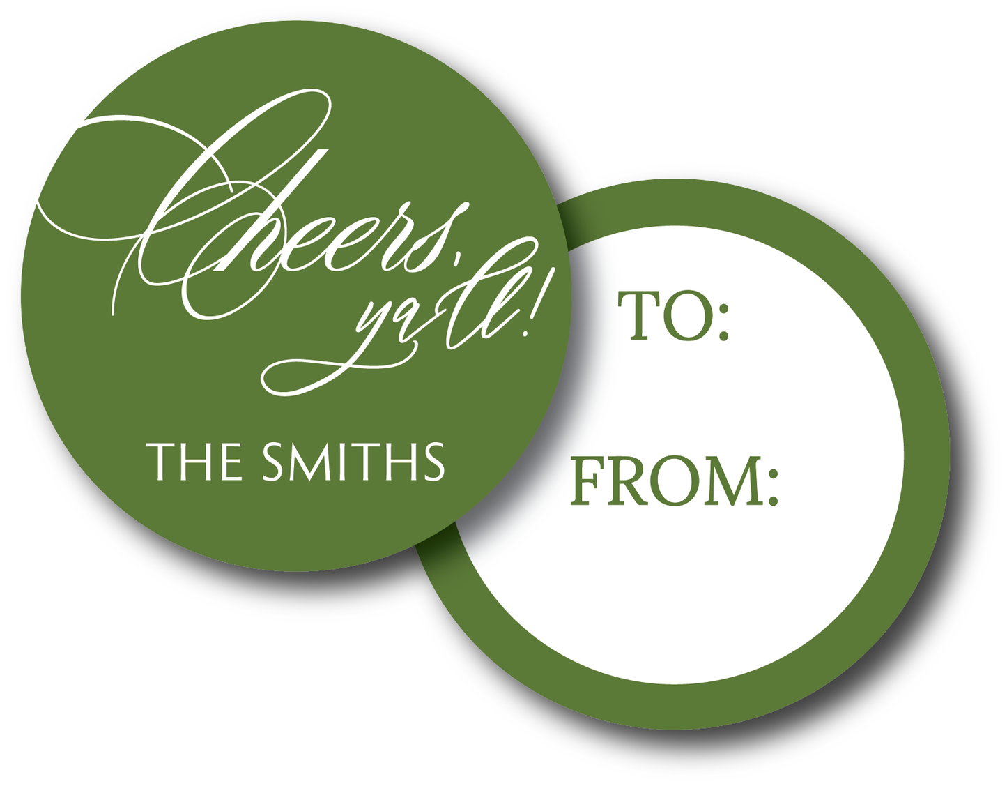 Cheers Ya'll Round Holiday Gift Tag