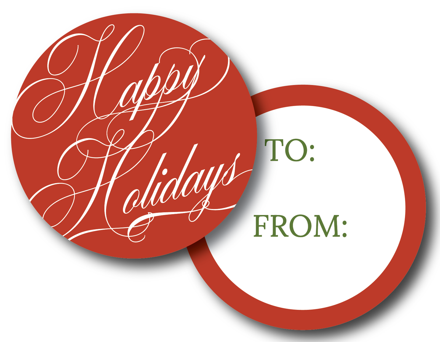 Happy Holidays Round Holiday Gift Tag