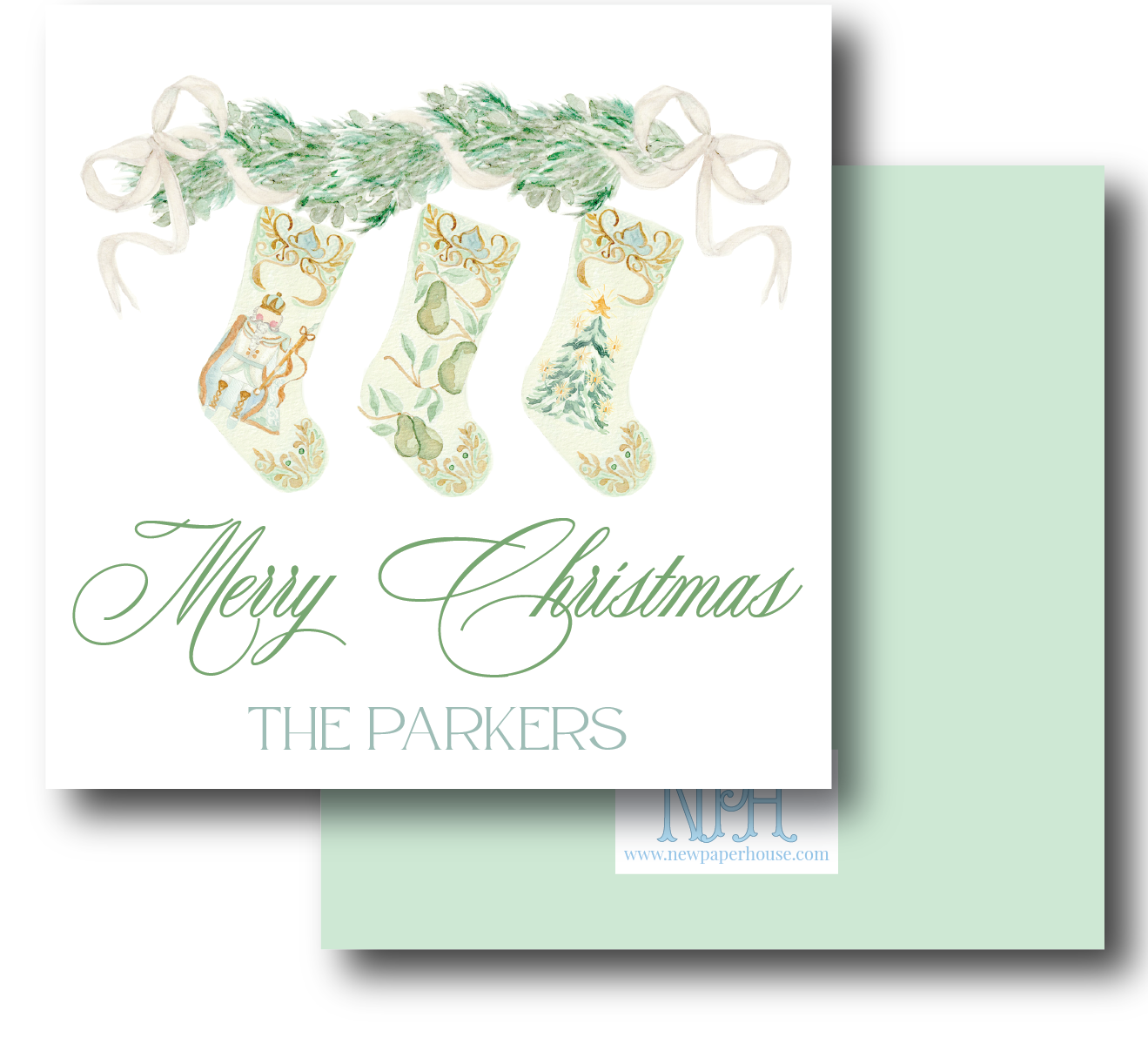 Bedford Stocking Mantle Holiday Enclosure Card