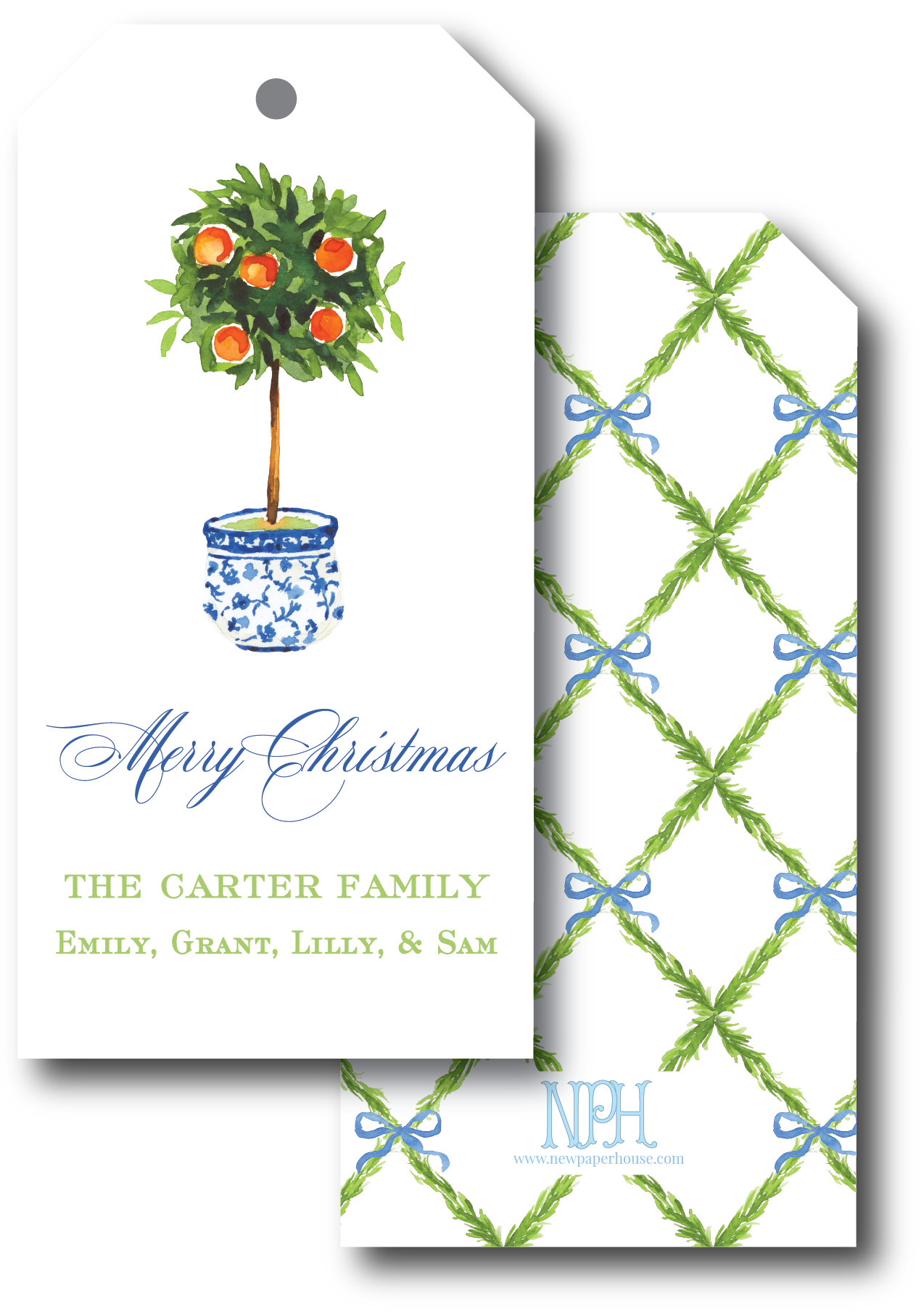 Orange Topiary Holiday Gift Tag
