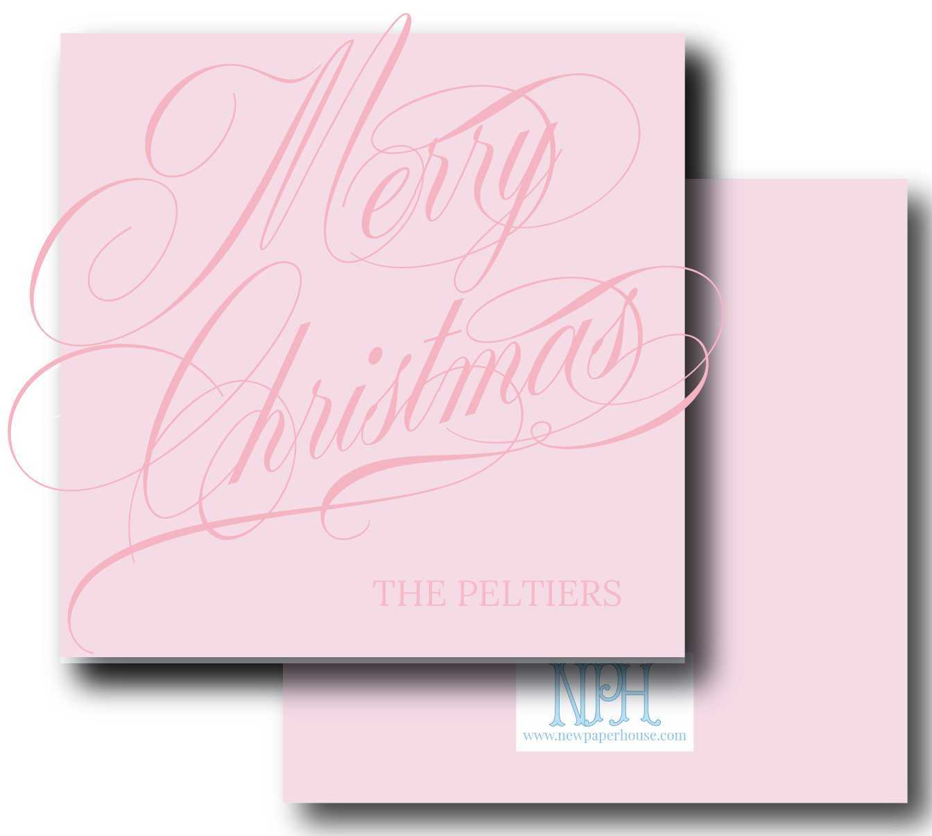 Pink Scripty Merry Christmas Holiday Enclosure Card