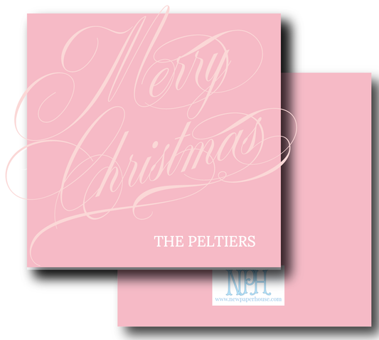 Bubble Gum Pink Scripty Merry Christmas Holiday Enclosure Card