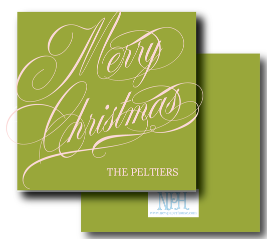 Pink & Lime Scripty Merry Christmas Holiday Enclosure Card