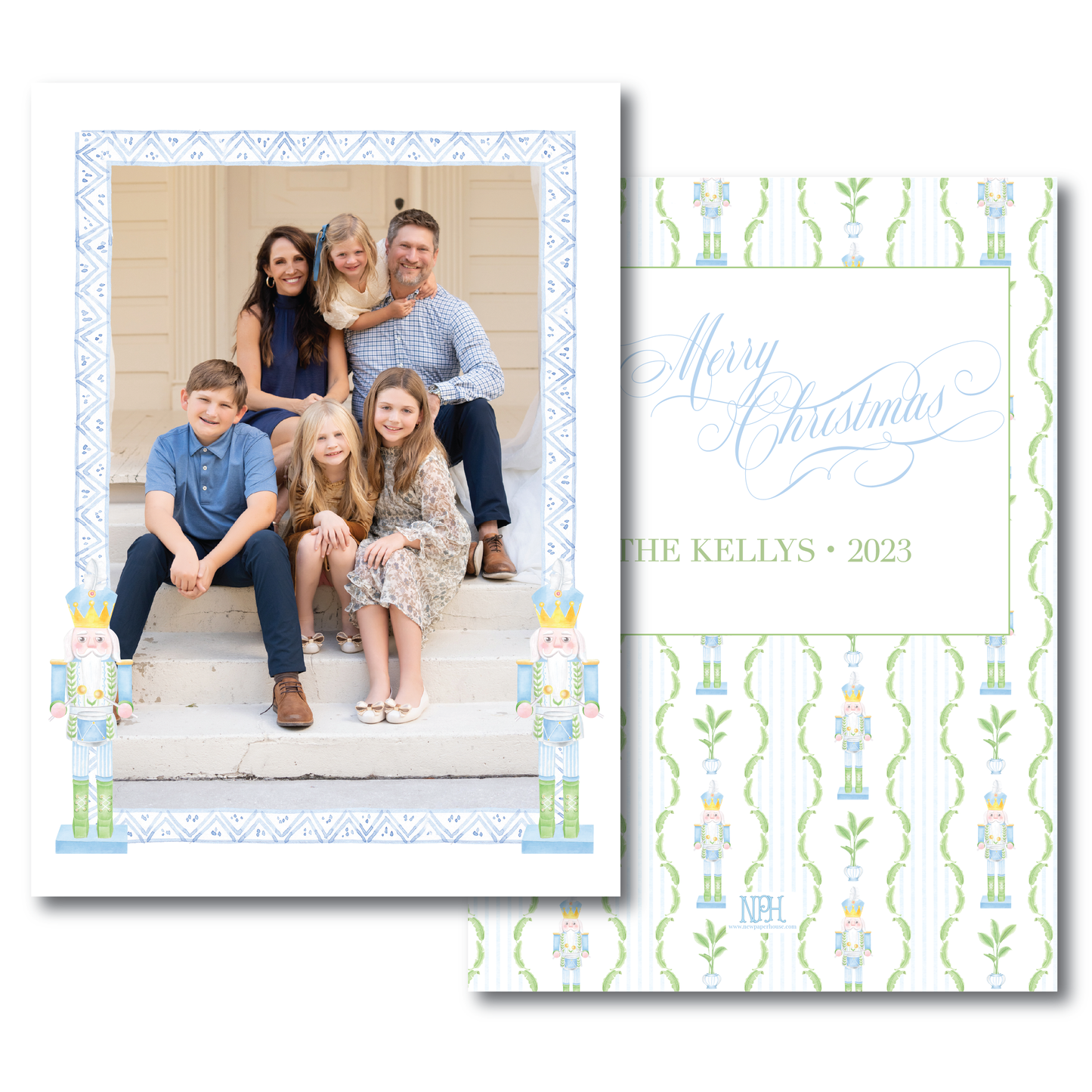 Blue Palm Coastal Nutcracker Holiday Card