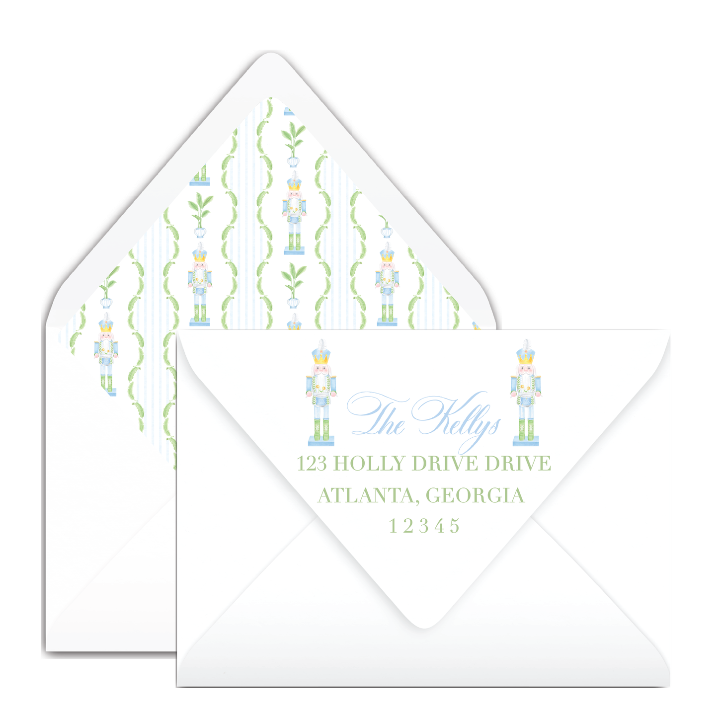 Blue Palm Coastal Nutcracker Holiday Card