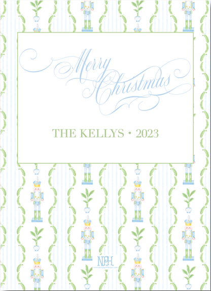 Blue Palm Coastal Nutcracker Holiday Card