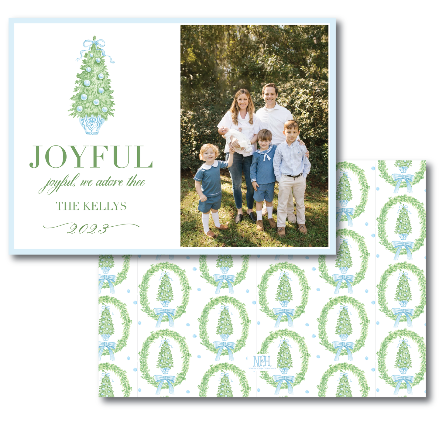 Green & Blue Tree Holiday Card