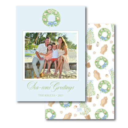Oyster Wreath Sea-Sons Coastal Greetings Holiday Card