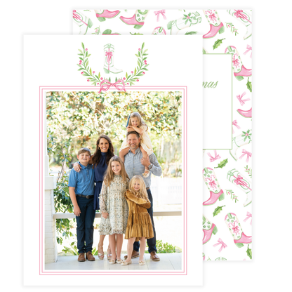 Cowboy Boot Crest with Simple Frame Holiday Card