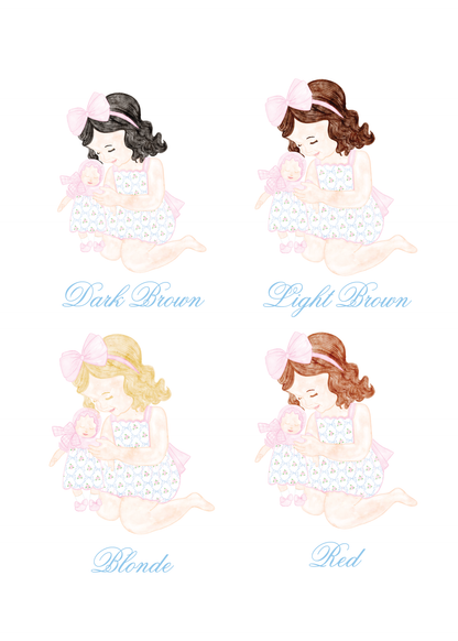 Girl + Doll Birthday Invitation