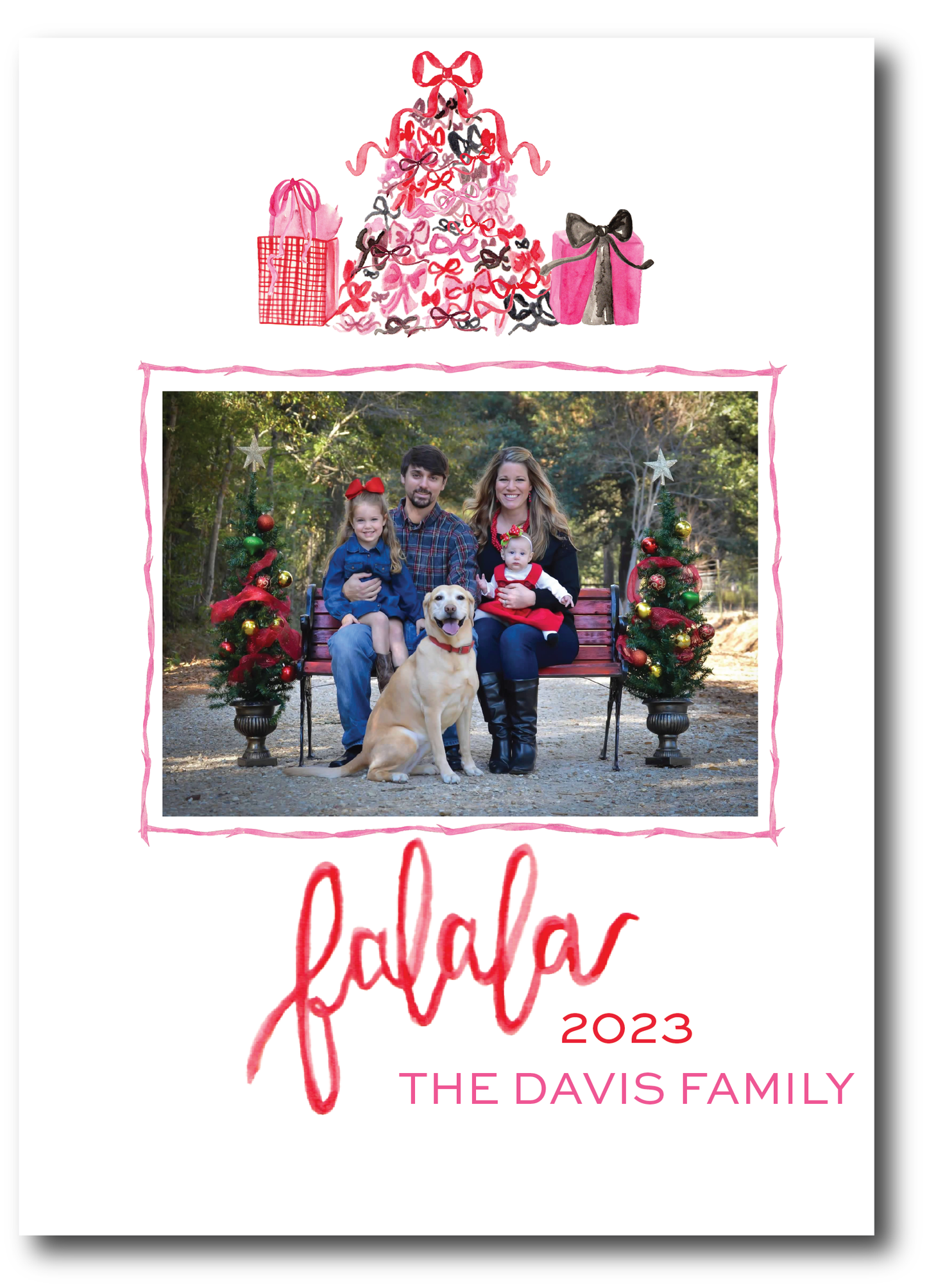 Pink & Red Falala Holiday Card