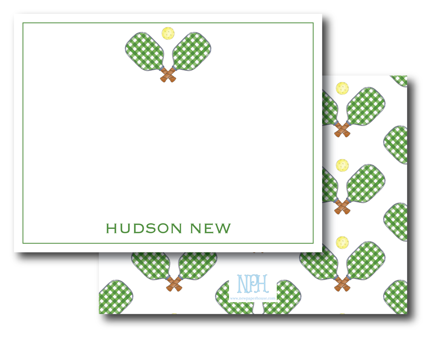 Green Plaid Pickleball Lovers Stationery Set