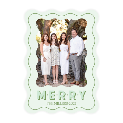 Green MERRY Wavy Card (Color Can Be Changed)
