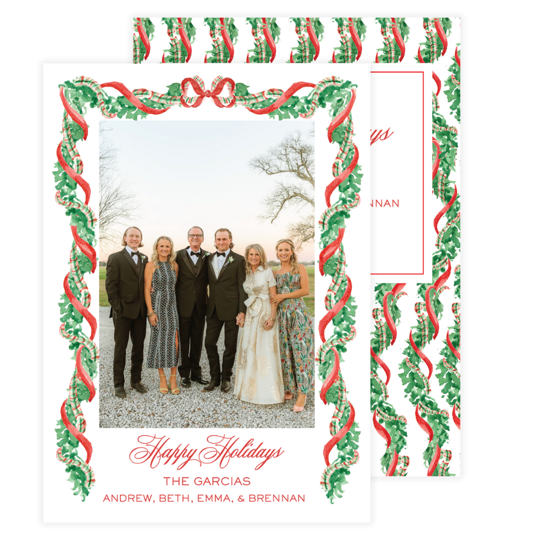Classic Red Garland Frame Holiday Card