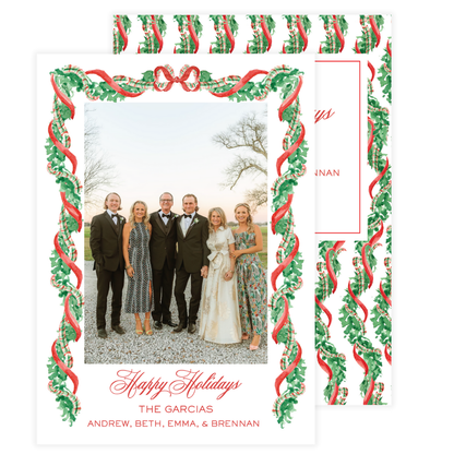 Classic Red Garland Frame Holiday Card