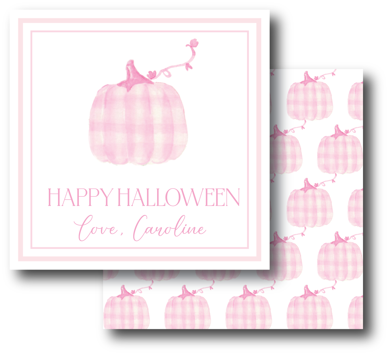 Pink Gingham Pumpkin Enclosure Card