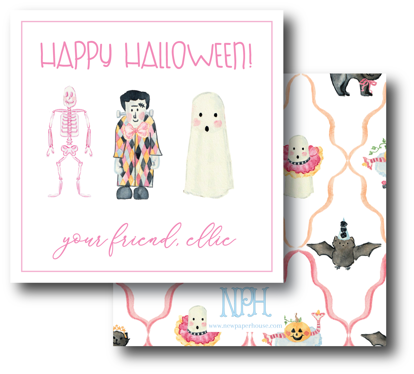 Monsters, Ghosts & Skeletons Pink Enclosure Card