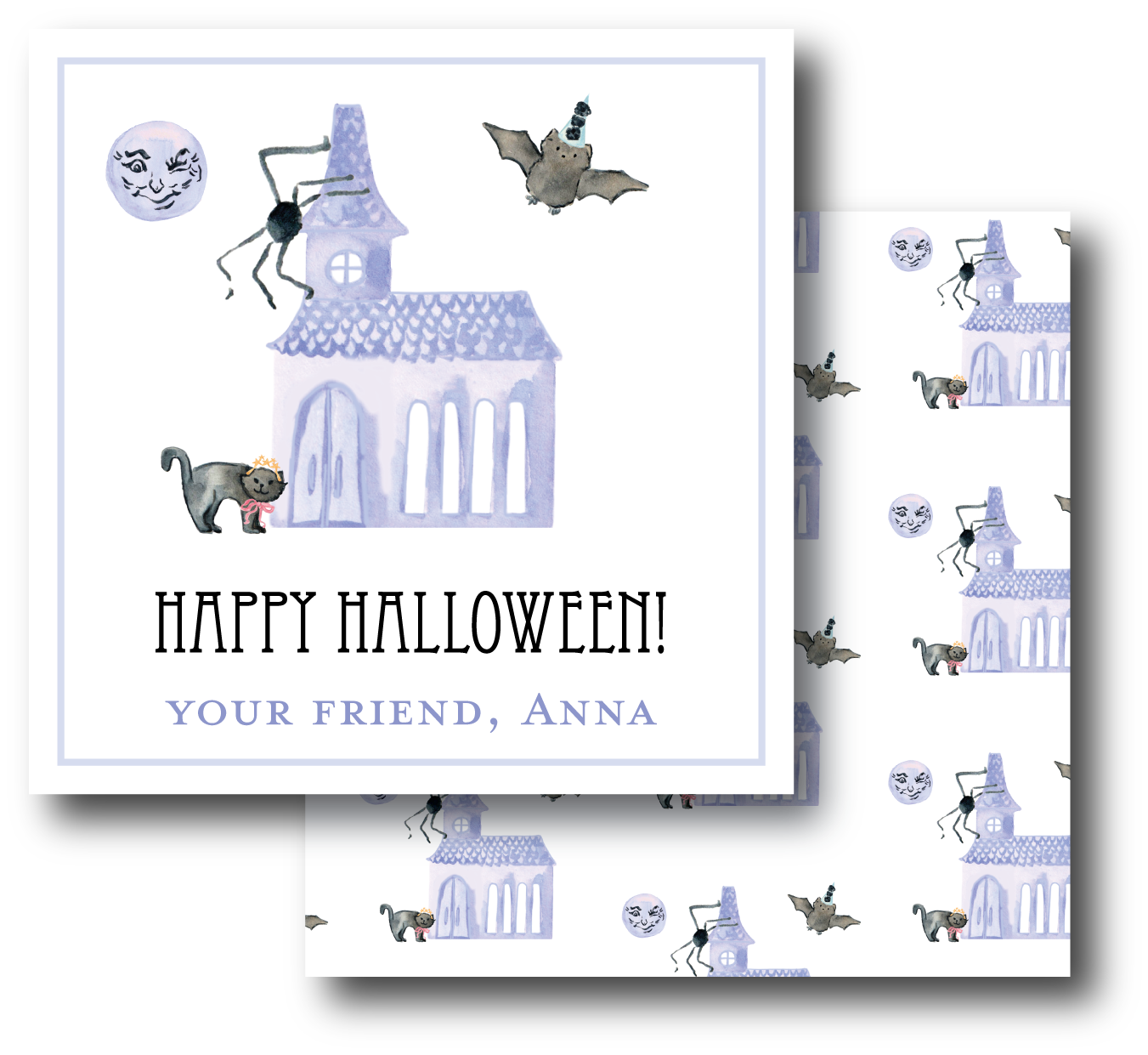 Haunted House Blue Enclosure Card