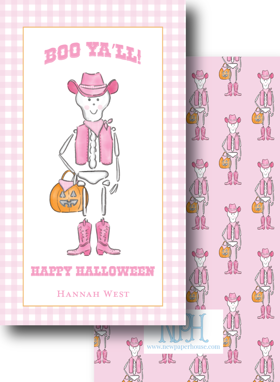 Cowboy Skeleton Pink Enclosure Card