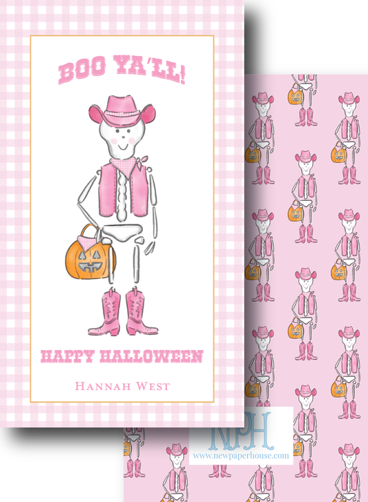 Cowboy Skeleton Pink Enclosure Card