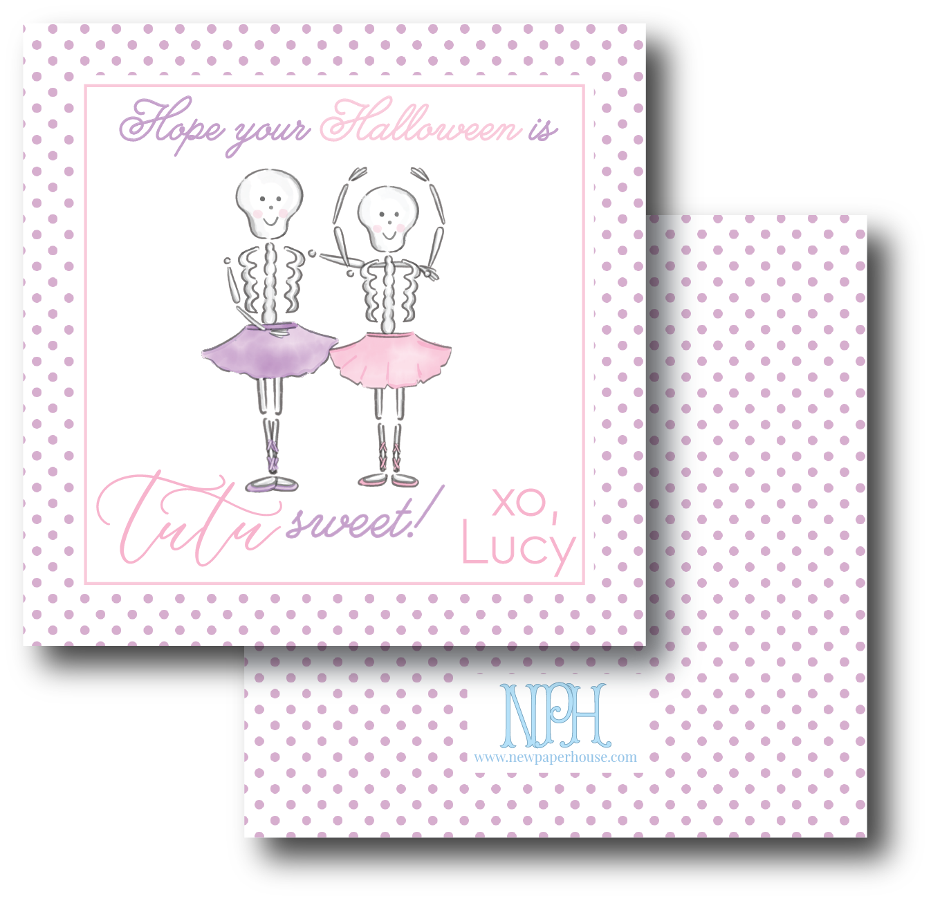 Tutu Skeletons Dancing Halloween Enclosure Card