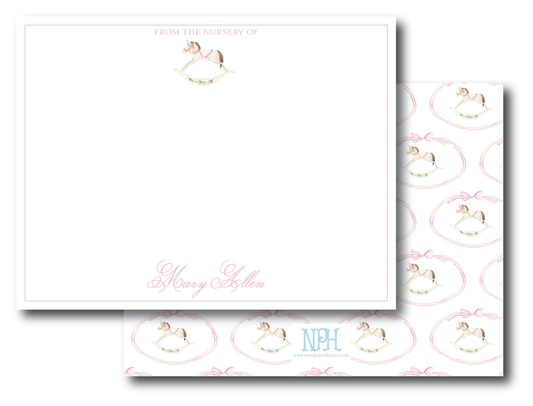 Heirloom Rocking Horse Pink, Blue, or Ivory Stationery Set