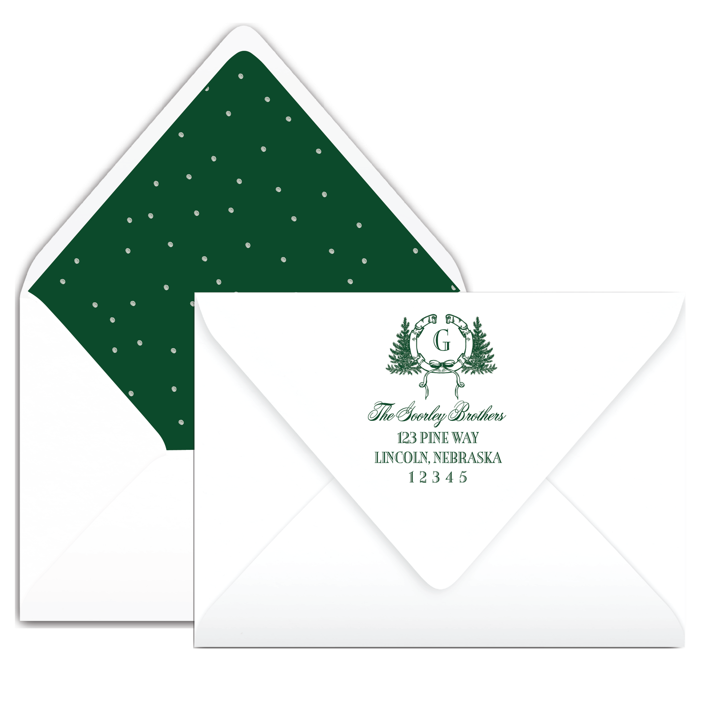 Deep Green Pine Crest Holiday Card