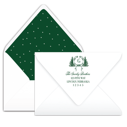 Deep Green Pine Crest Holiday Card